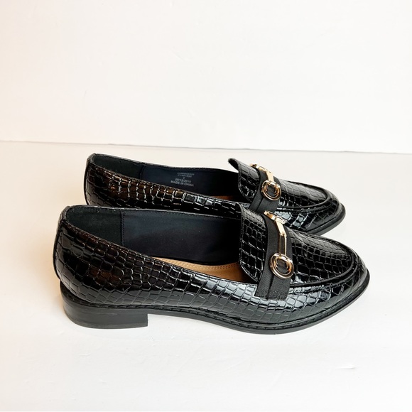 ASOS Vegan Mock Croc Gold Hardware Slip On Oxford Loafers Women’s UK 5 / US 7.5 - Picture 5 of 16